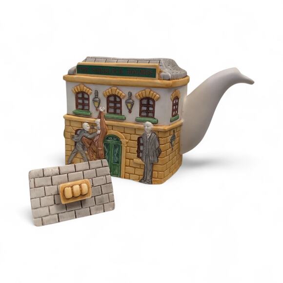 Vintage 1980s Limited Edition Christopher Wren Teapot, "The Sherlock Holmes" Pub - Picture 2 of 8